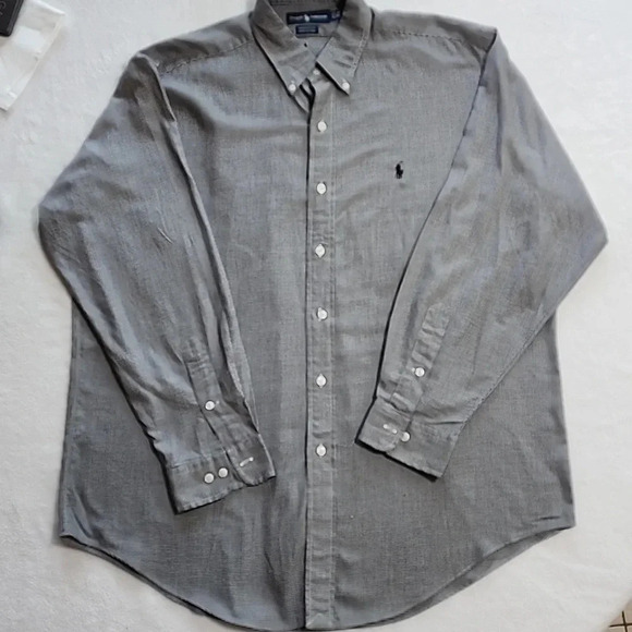 Men's Ralph Lauren Yarmouth Button Down Long Sleeve, Black, Size 16.5, PreOwned - Picture 3 of 7